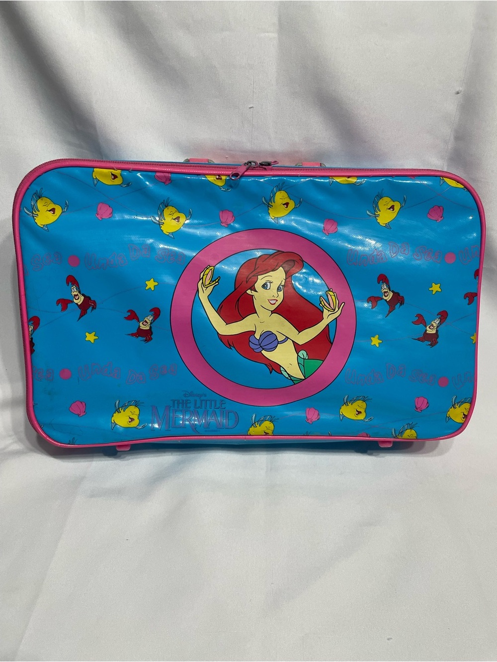 Vintage 1990s Disney The Little Mermaid Ariel kids' vinyl travel luggage suitcas